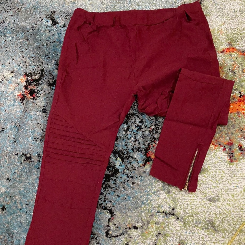 Maroon Ultimate Stretch Jeggings with Tapered Leg